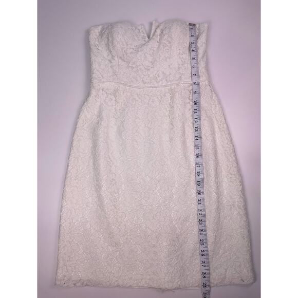 Donna Morgan Collection White Strapless Lace Sweetheart Mini Dress Size 6 - Picture 12 of 14